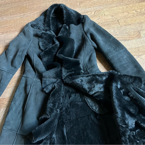 Genuine shearling midi coat - Picture 4 of 10